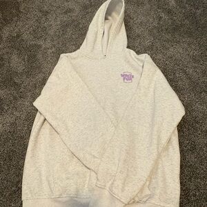 White Fox Boutique Gray Hoodie with Purple Logo